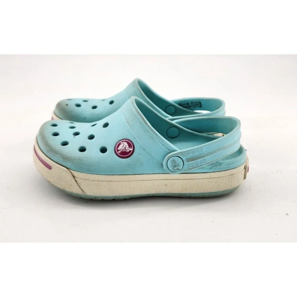 Crocs Kids Crocband ll Slip‎ On Clog Shoes Blue/Pink 11990 Youth Size C10/11